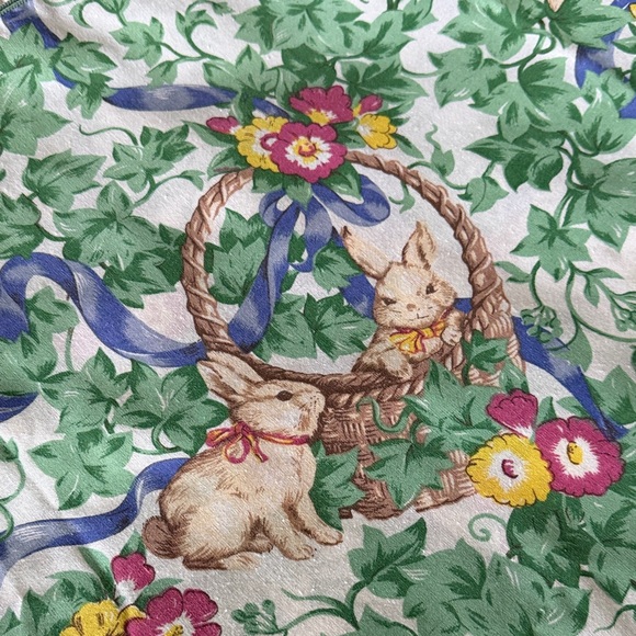 Floral Spring Bunny Print Fabric Table Cloth - Picture 3 of 5
